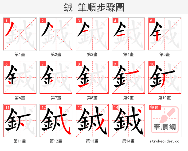 銊 的笔顺分步演示（一笔一画写字）