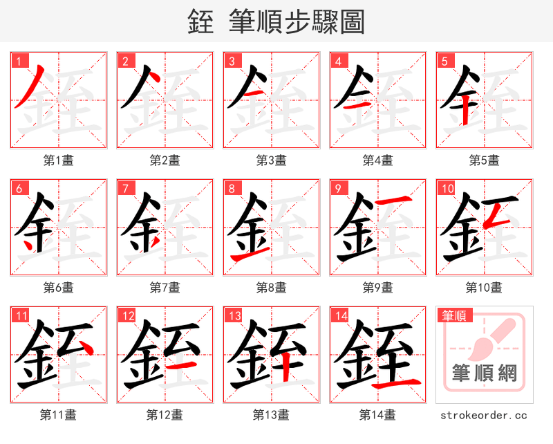銍 的笔顺分步演示（一笔一画写字）