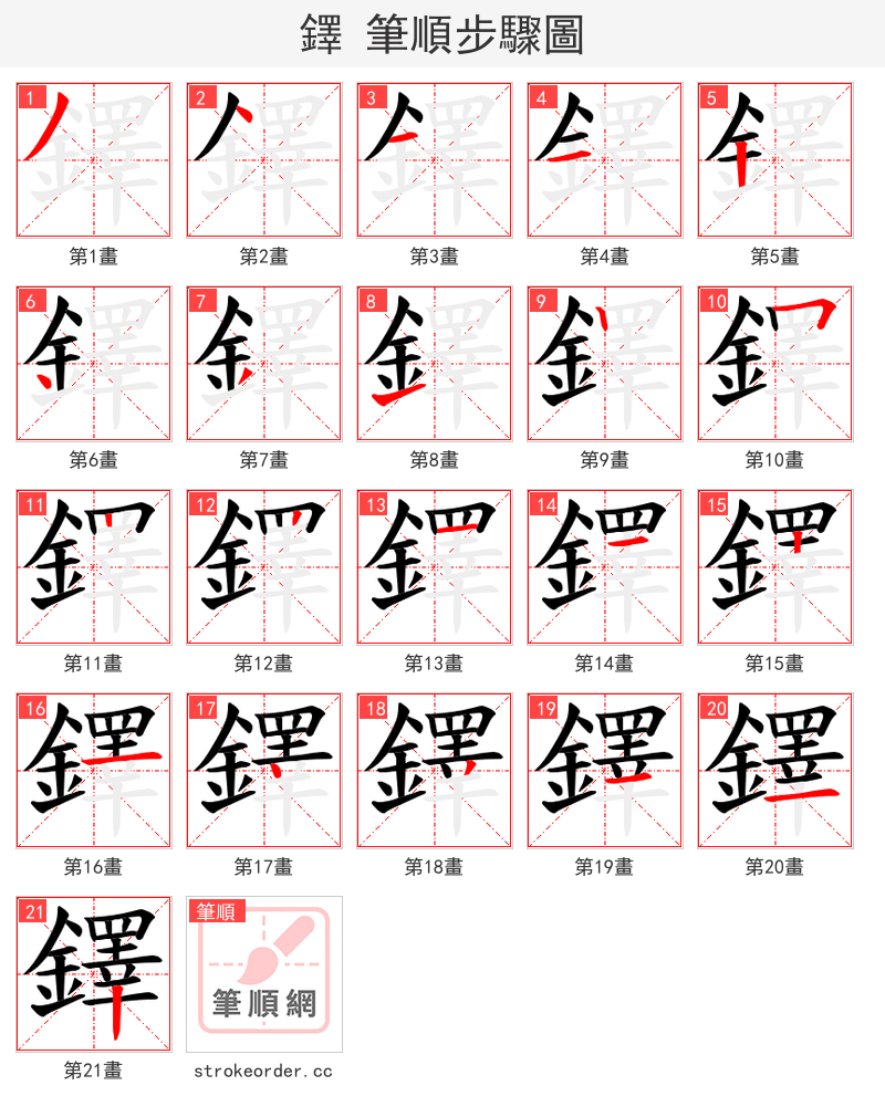 鐸 的笔顺分步演示（一笔一画写字）