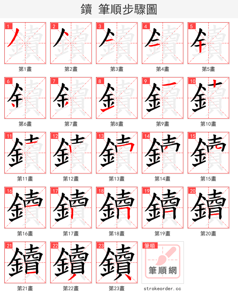 鑟 的笔顺分步演示（一笔一画写字）