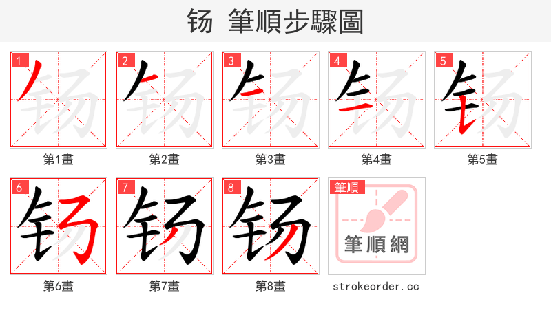 钖 的笔顺分步演示（一笔一画写字）