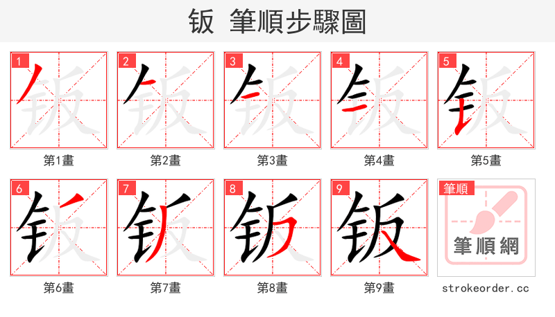 钣 的笔顺分步演示（一笔一画写字）