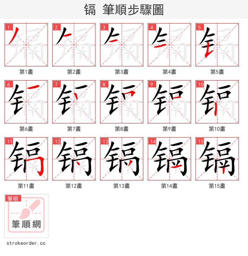 stroke order steps of 镉