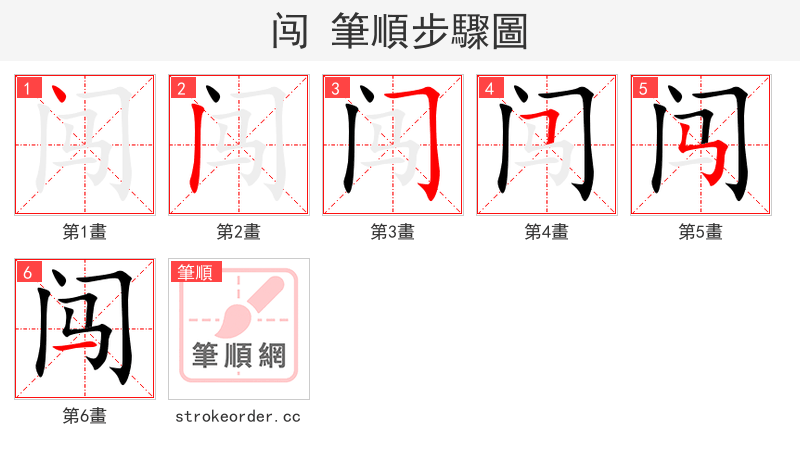 闯 的笔顺分步演示（一笔一画写字）