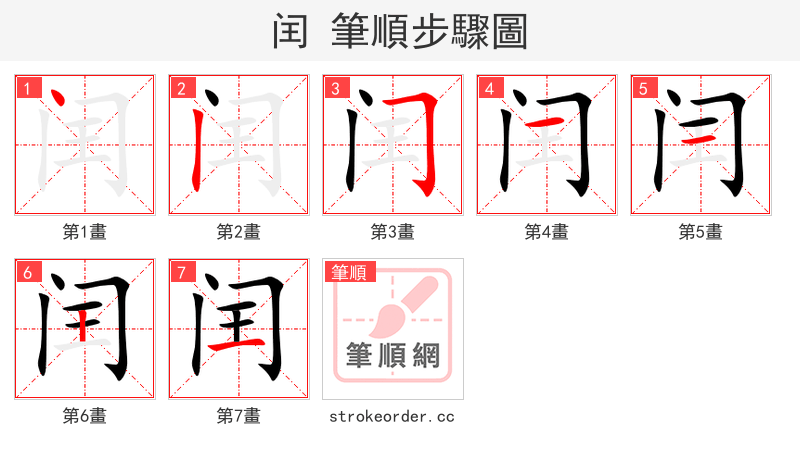 闰 的笔顺分步演示（一笔一画写字）