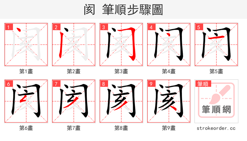阂 的笔顺分步演示（一笔一画写字）
