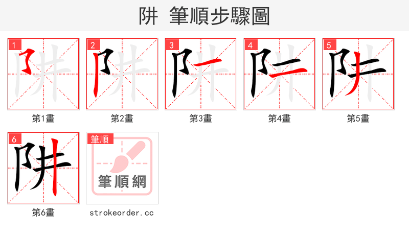 阱 的笔顺分步演示（一笔一画写字）