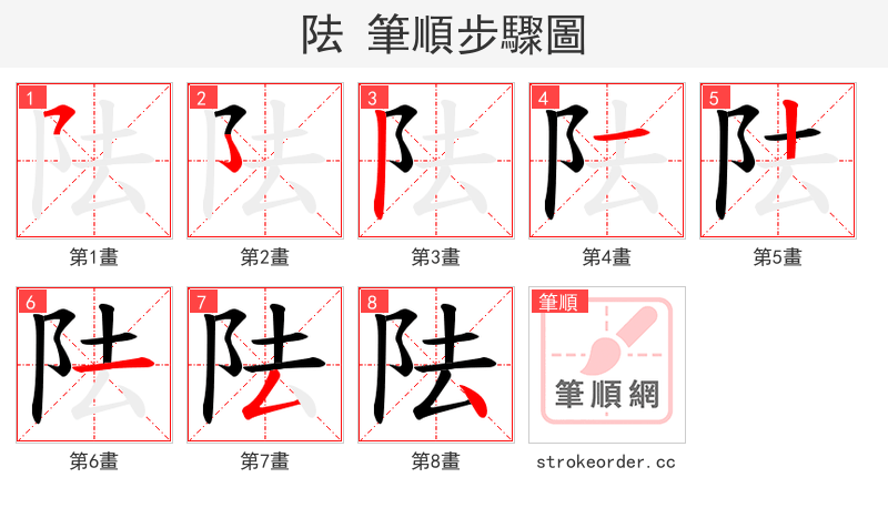 阹 的笔顺分步演示（一笔一画写字）