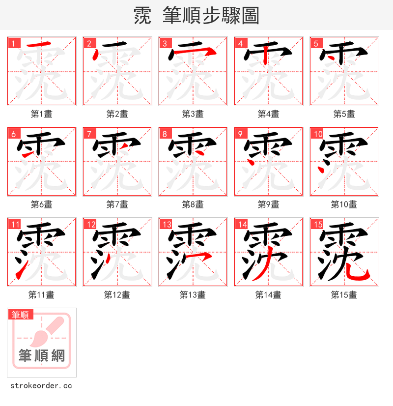 霃 的笔顺分步演示（一笔一画写字）