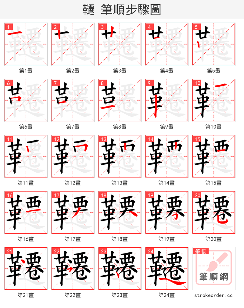 韆 的笔顺分步演示（一笔一画写字）