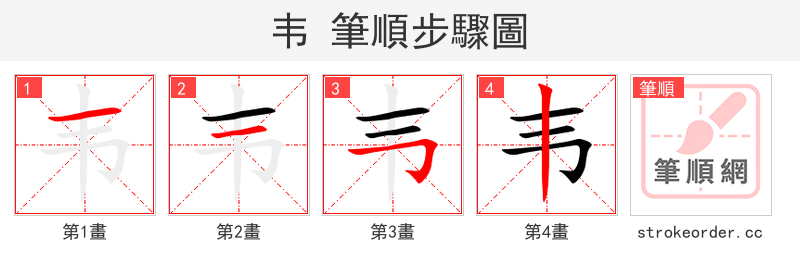 韦 的笔顺分步演示（一笔一画写字）