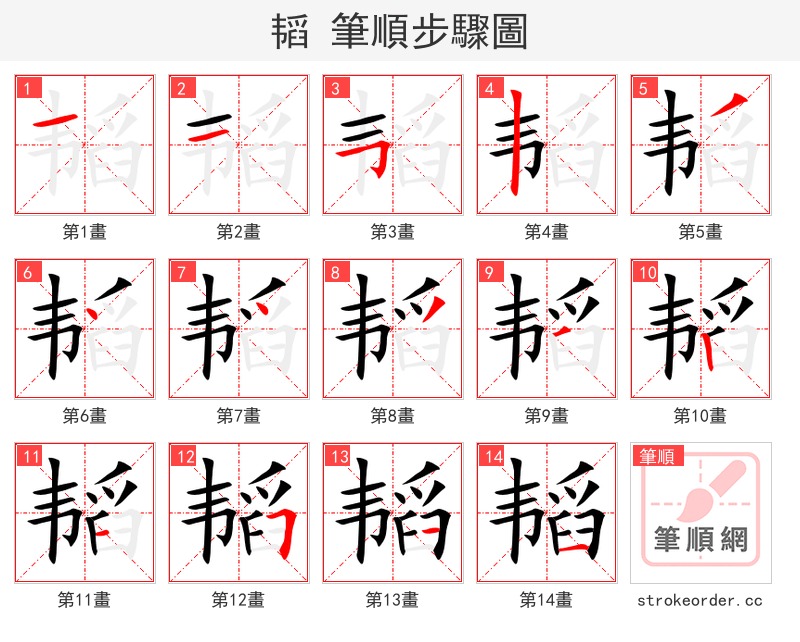 韬 的笔顺分步演示（一笔一画写字）