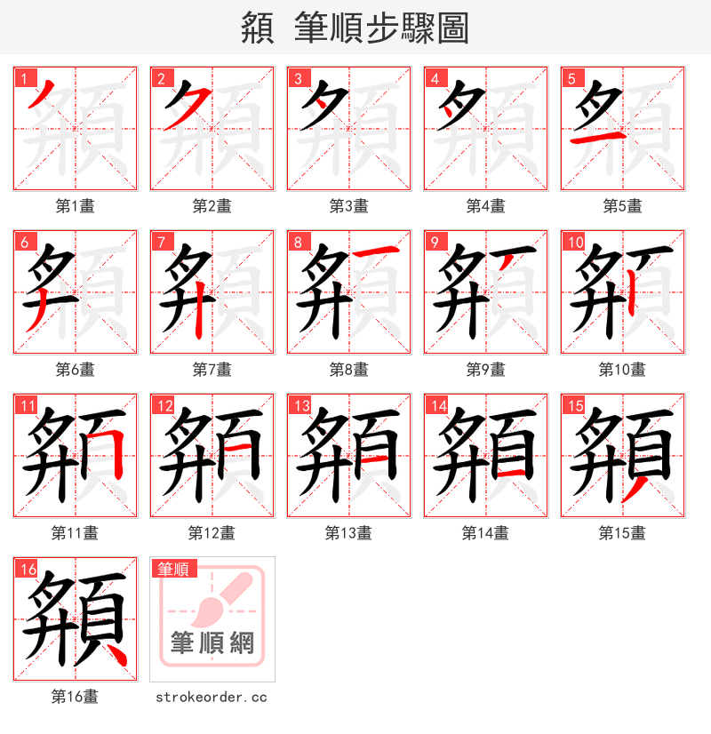頯 的笔顺分步演示（一笔一画写字）
