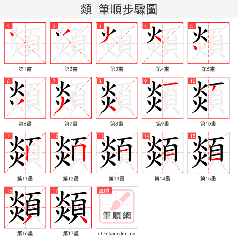 顃 的笔顺分步演示（一笔一画写字）