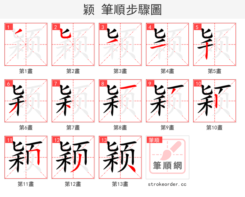 stroke order steps of 颖