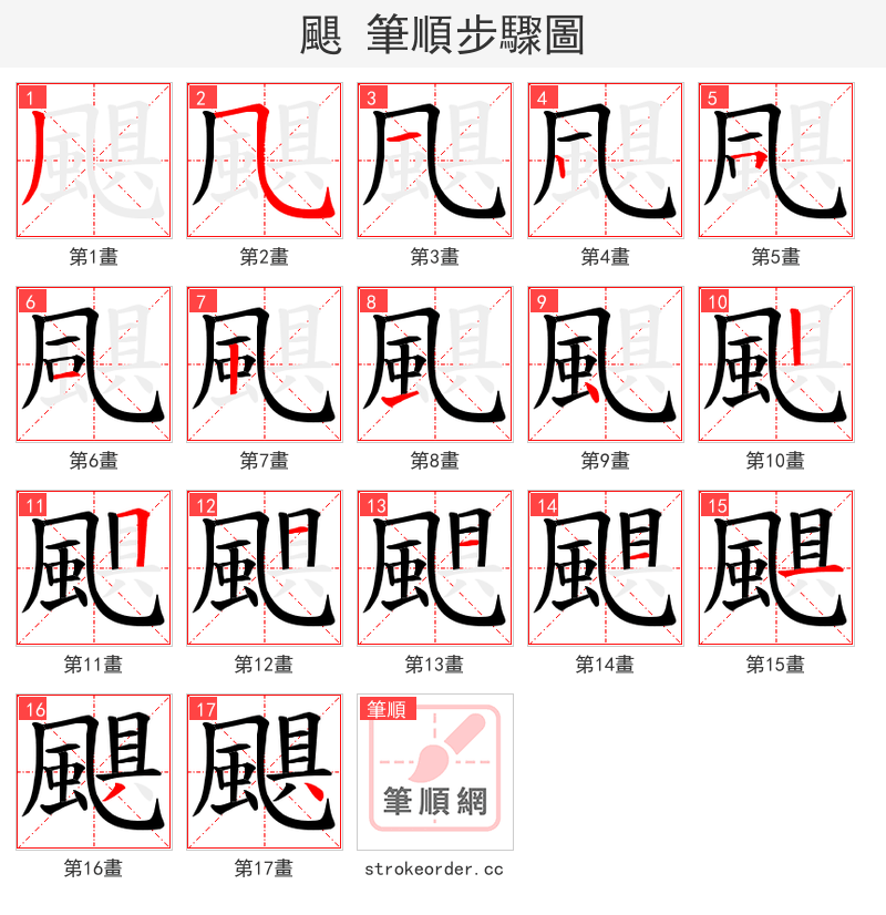 颶 的笔顺分步演示（一笔一画写字）