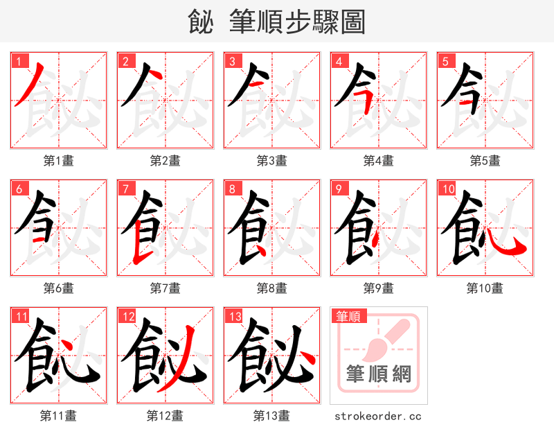 飶 的笔顺分步演示（一笔一画写字）