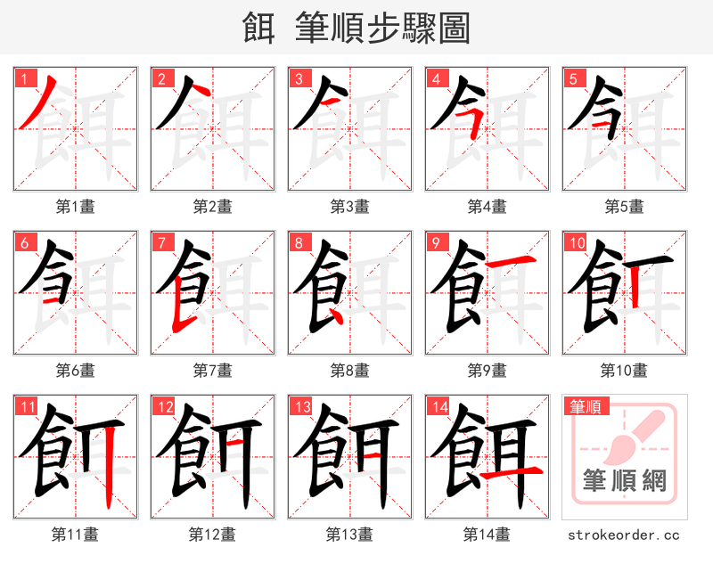 餌 的笔顺分步演示（一笔一画写字）