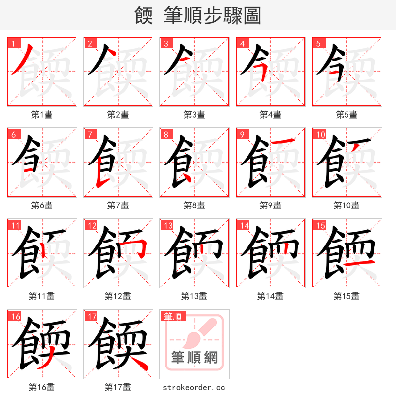 餪 的笔顺分步演示（一笔一画写字）