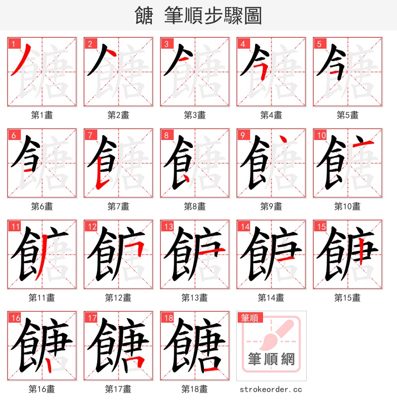 餹 的笔顺分步演示（一笔一画写字）