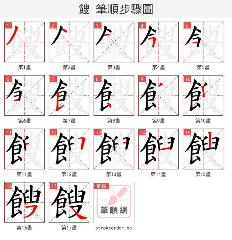餿 的笔顺分步演示（一笔一画写字）
