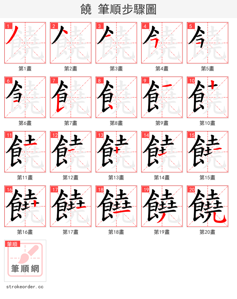 饒 的笔顺分步演示（一笔一画写字）