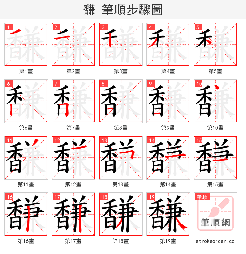 馦 的笔顺分步演示（一笔一画写字）
