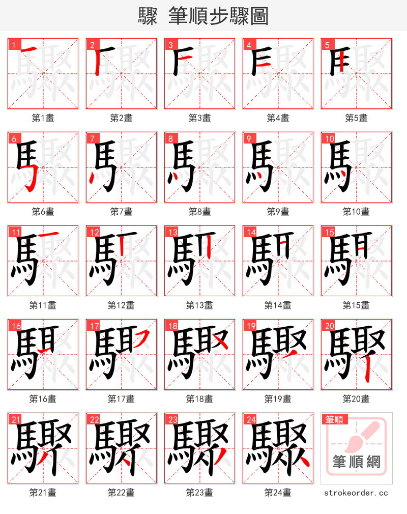 驟 的笔顺分步演示（一笔一画写字）