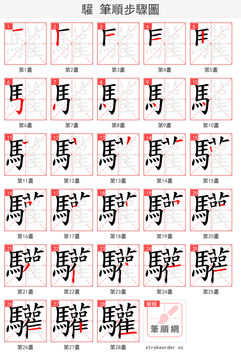 驩 的笔顺分步演示（一笔一画写字）