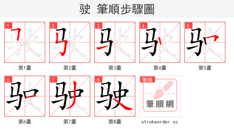 stroke order steps of 驶