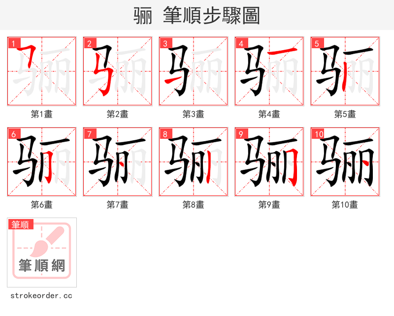 骊 的笔顺分步演示（一笔一画写字）