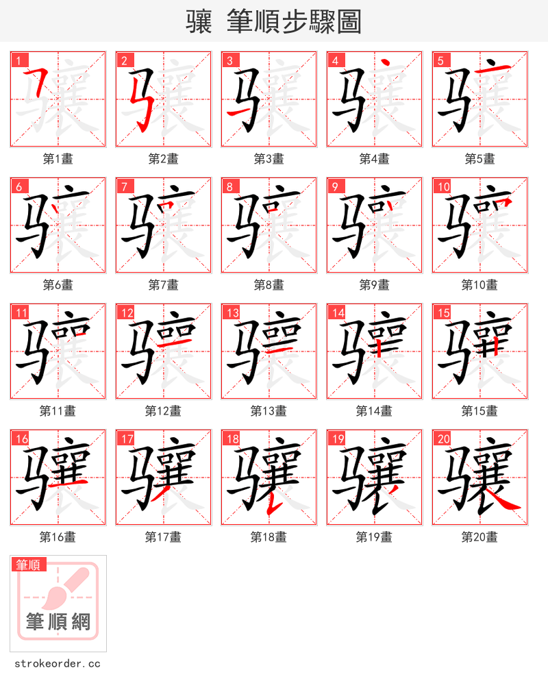 骧 的笔顺分步演示（一笔一画写字）