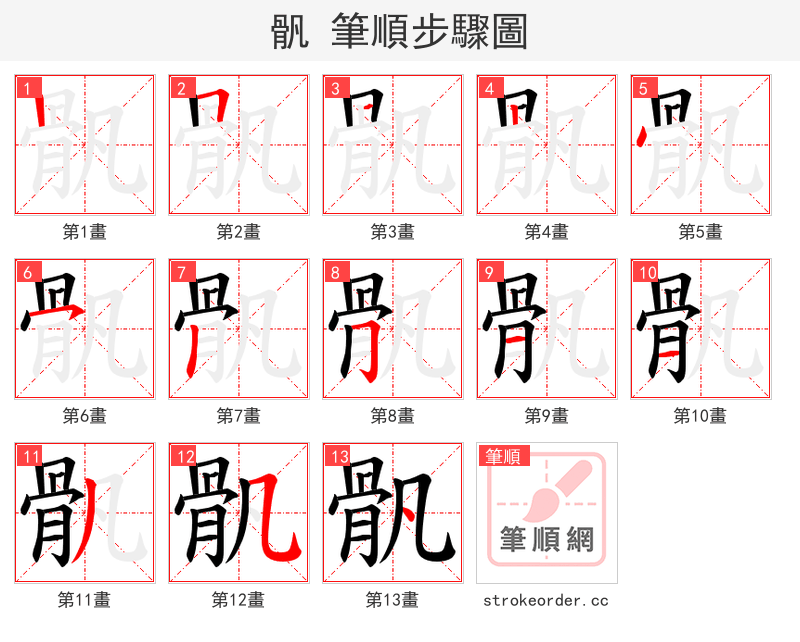 骪 的笔顺分步演示（一笔一画写字）