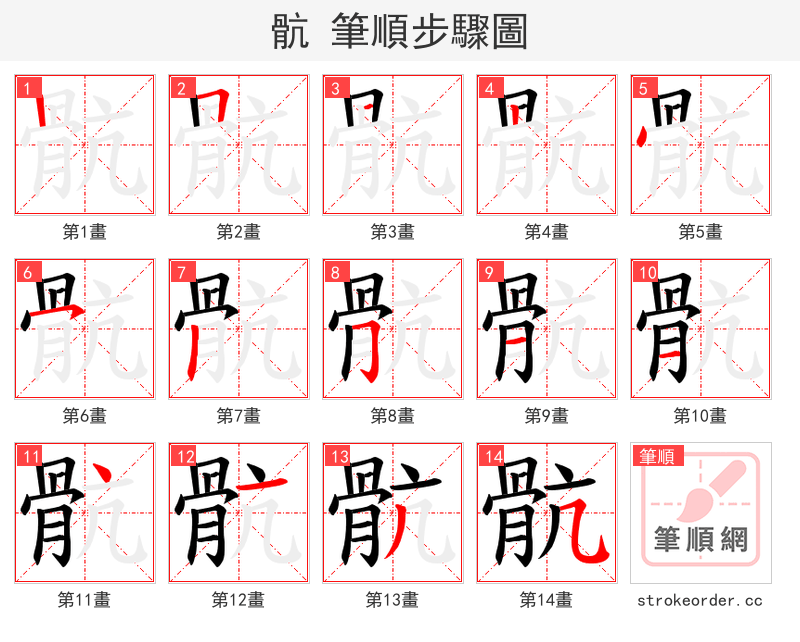 骯 的笔顺分步演示（一笔一画写字）
