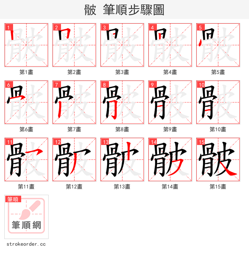 骳 的笔顺分步演示（一笔一画写字）