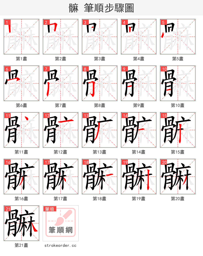 髍 的笔顺分步演示（一笔一画写字）