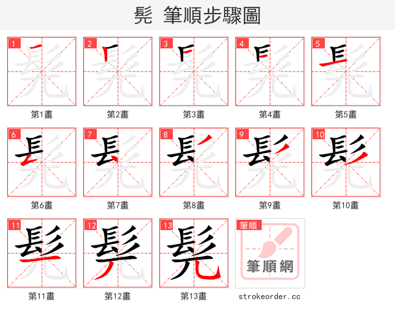 髡 的笔顺分步演示（一笔一画写字）