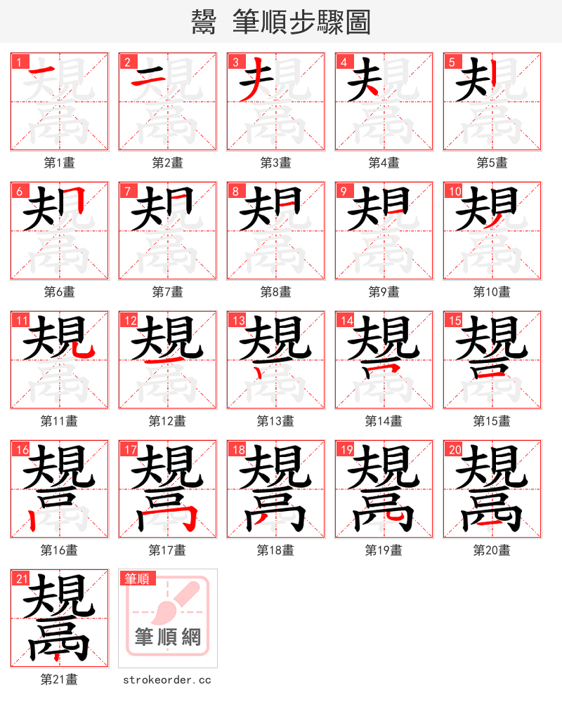 鬹 的笔顺分步演示（一笔一画写字）