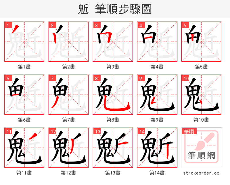 鬿 的笔顺分步演示（一笔一画写字）