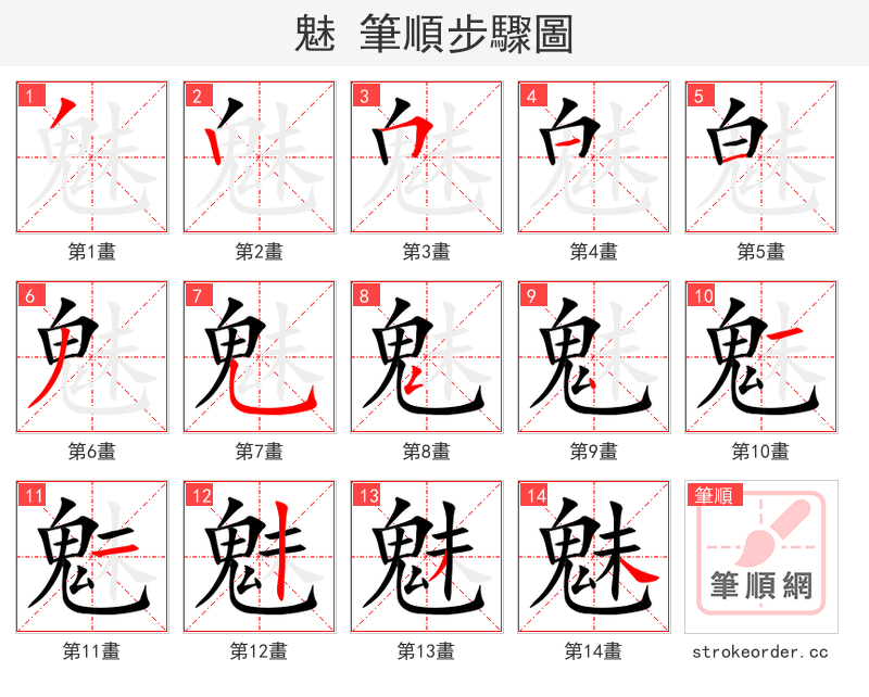 stroke order steps of 魅