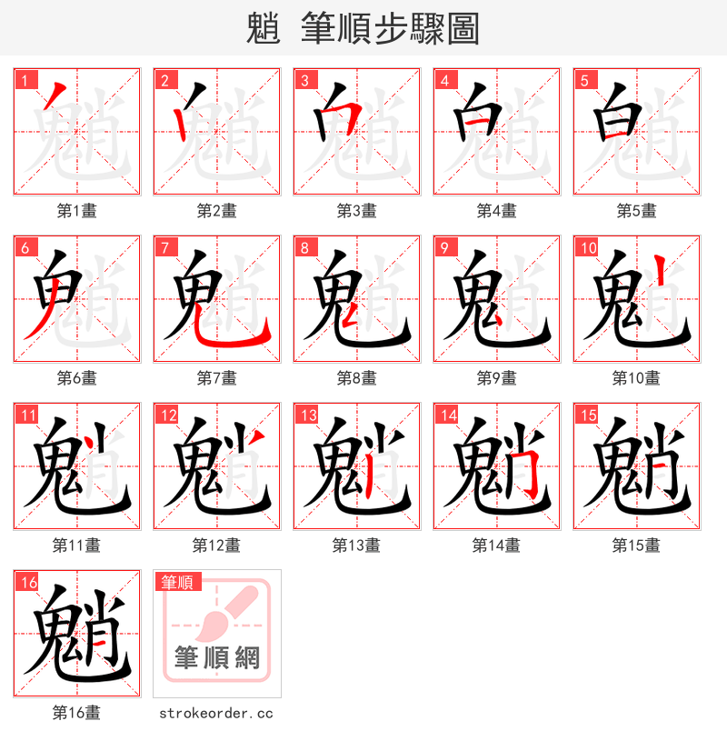 魈 的笔顺分步演示（一笔一画写字）