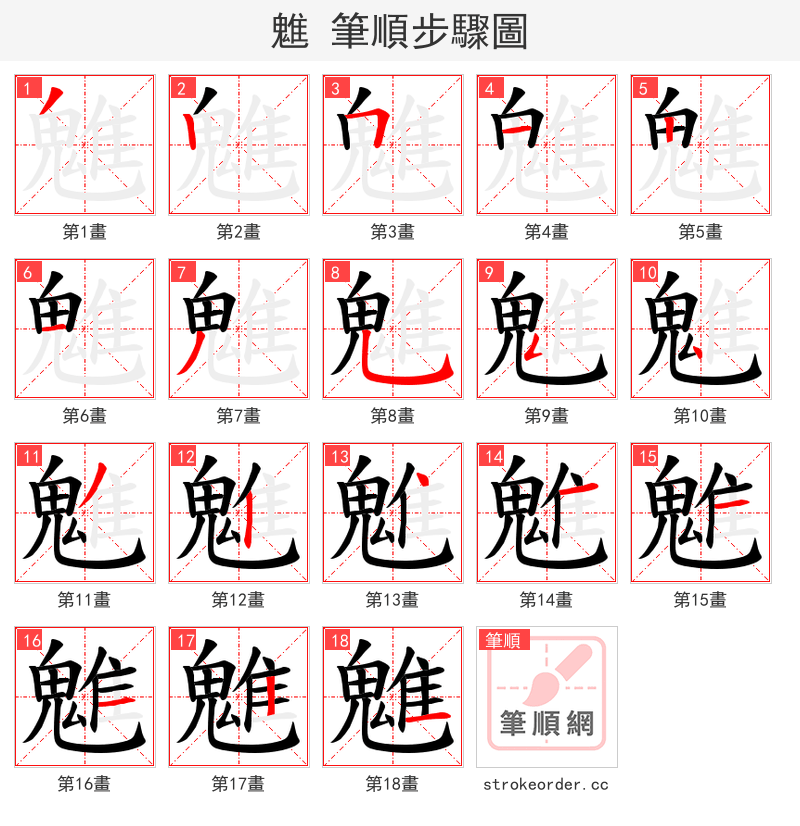 魋 的笔顺分步演示（一笔一画写字）