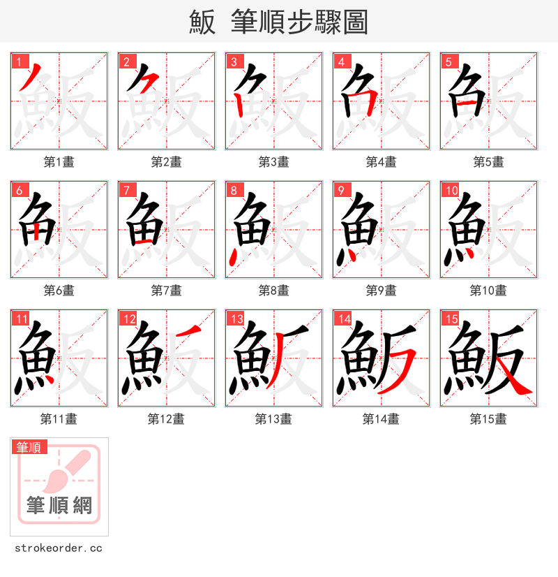魬 的笔顺分步演示（一笔一画写字）