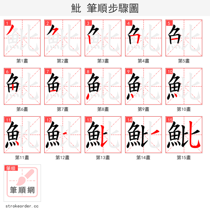 魮 的笔顺分步演示（一笔一画写字）
