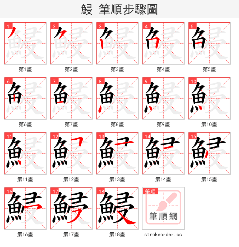 鮼 的笔顺分步演示（一笔一画写字）