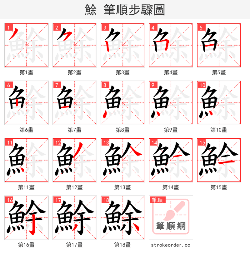 鮽 的笔顺分步演示（一笔一画写字）