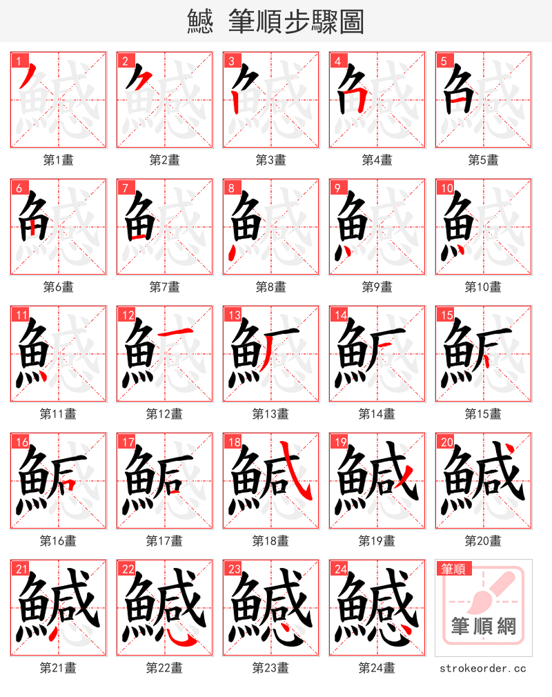 鱤 的笔顺分步演示（一笔一画写字）