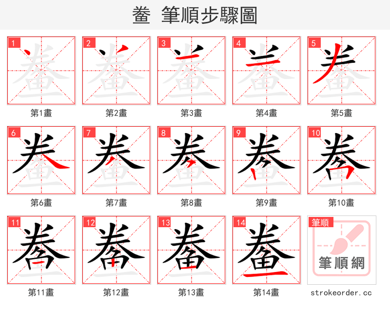 鲞 的笔顺分步演示（一笔一画写字）