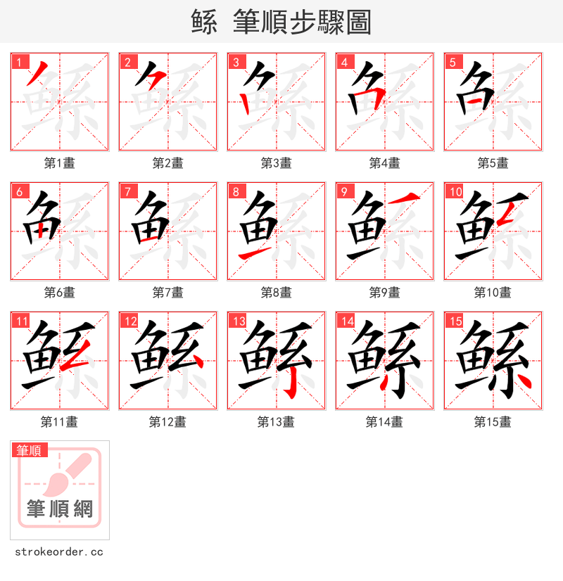 鲧 的笔顺分步演示（一笔一画写字）