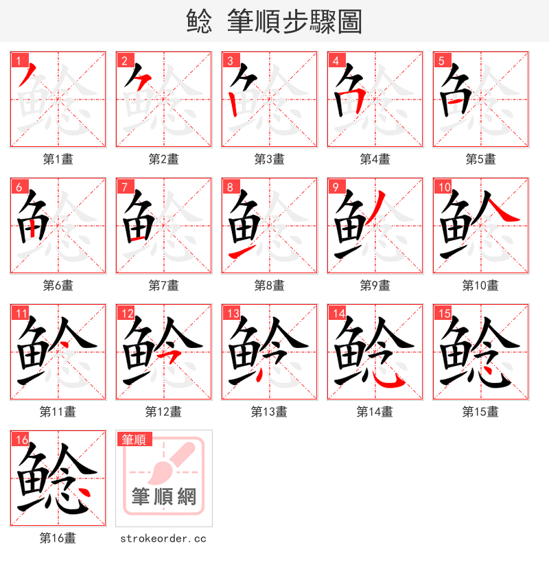 鲶 的笔顺分步演示（一笔一画写字）